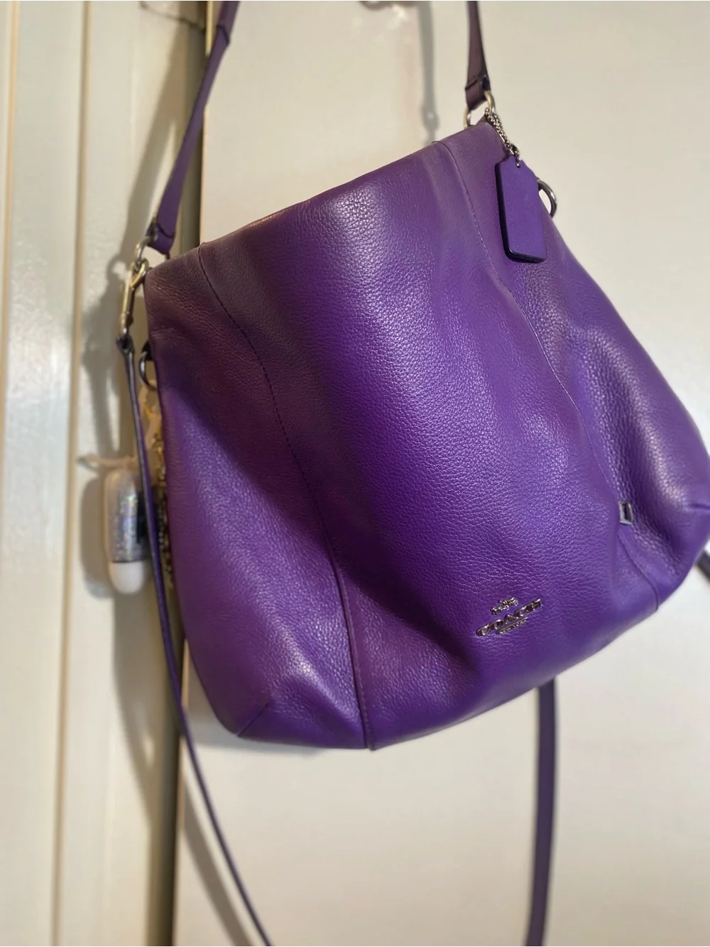 Coach Purple Pebbled Leather Hobo Shoulder Bag